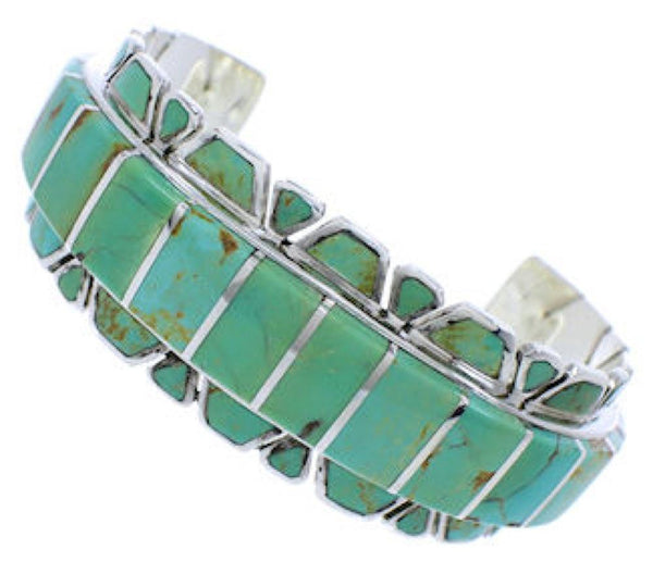 Southwest Genuine Sterling Silver Turquoise Cuff Bracelet EX27708